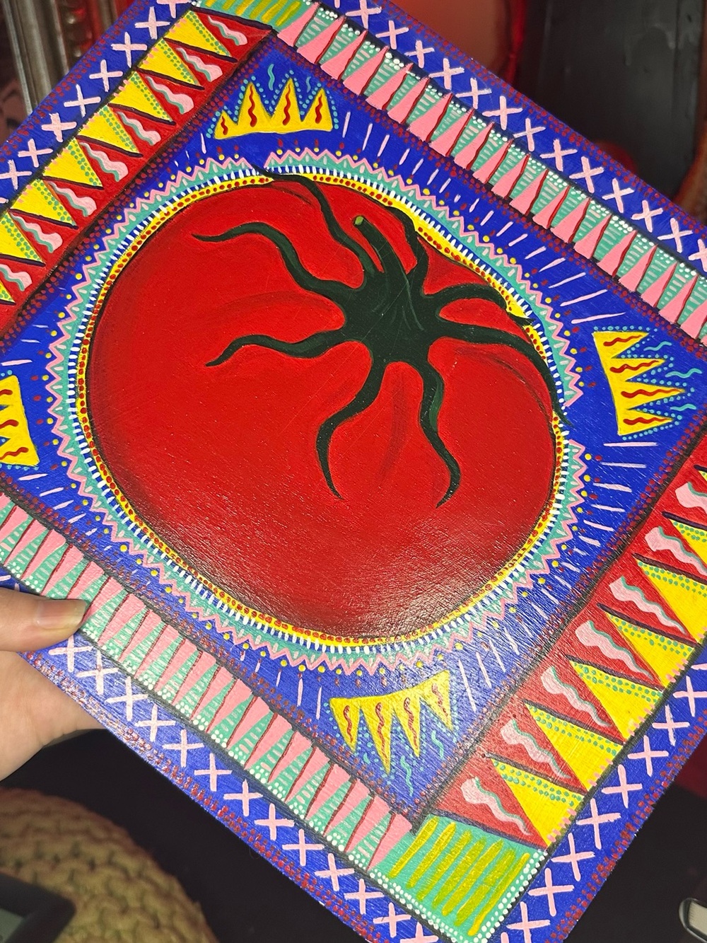 Handmade Red Tomato Pop Art Wall Decor Acrylic on Wood - Picture 12 of 12
